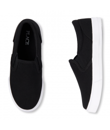 Childrens Place Black Boys With White Sole Slip-On Sneakers